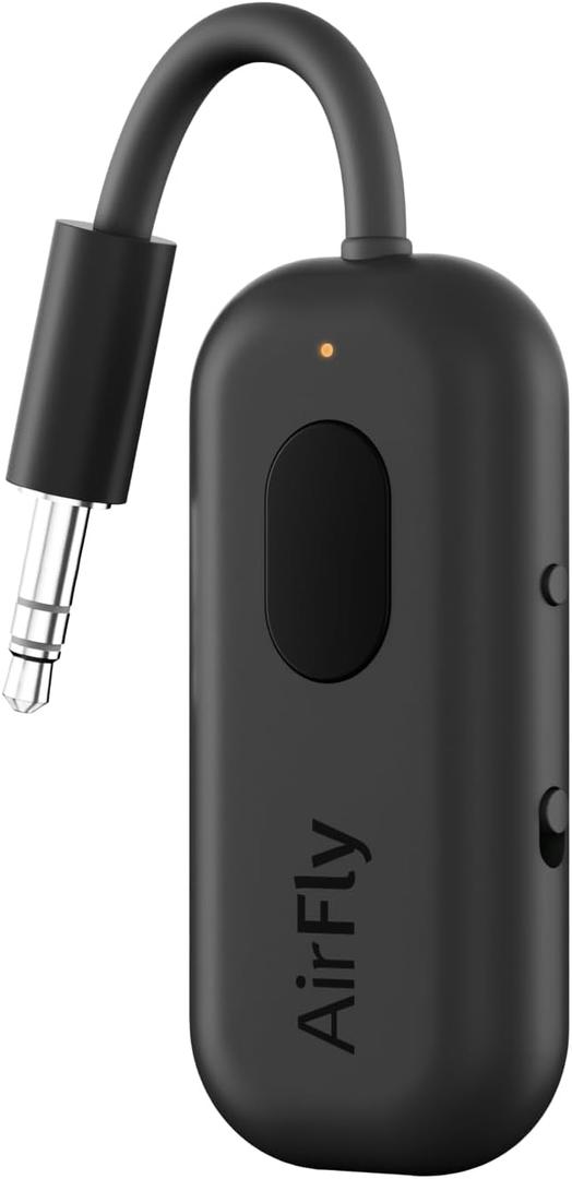 Twelve South AirFly Pro | Bluetooth Wireless Transmitter/Receiver Adapter for 2 Headphones, Audio Sharing, Compatible with 3.5mm aux Jack for Airplanes, TV, Gym, Stereo, Travel, 25+ Hr Battery, Black