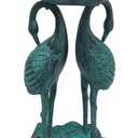 Oakland Living 5608-GBK Cast Aluminum 30-in Twin Crane Black Patina Bird Bath with Leaf Bowl Birdbath