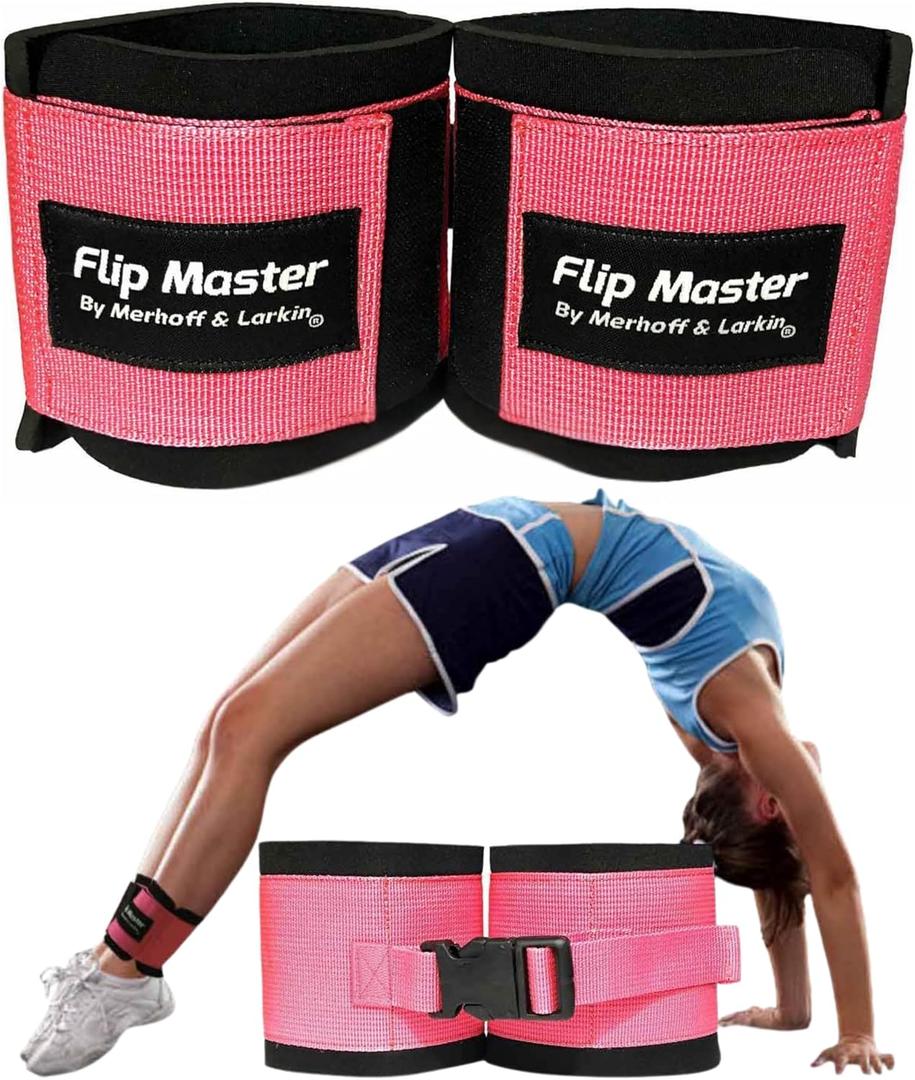 Flip Master Ankle Straps Tumbling Trainer | Gymnastics & Cheerleading Equipment For Back Flip/Tuck & Handspring Form | Adjustable Bands for Girls, Boys & Adults | For Cheer, Dance & Gymnastic Practice