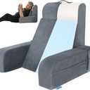 Kayfia Reading Pillow, 10 in 1 Back Pillow for Bed Sitting up with Detachable Arms Rest, Back Rest with Gel Memory Foam, Husband Pillow for Reading/Gaming/Working in Bed or Couch 21'', Gray