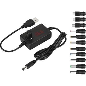 USB Voltage Booster Cable,DC5V USB to DC5-12.5V Universal Voltage Step Up Converter Cable,Adjustable Volt Regulator LCD display for below 8Watts Home Appliances