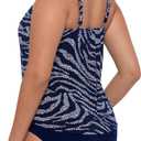 Womens Adjustable Hank Swim Tankini Top with Built-in Bra Support (Blue)