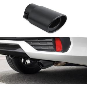HEVLE Stainless Steel Car Exhaust Tip, Muffler Tip, 2.5" to 3.3" Adjustable Chrome-Plated Finish Exhaust Tailpipe, Universal Rolled Edge Exhaust Tail Tip for Vehicles Rear Tip Pipe (Black, Straight)