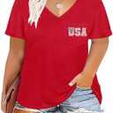 TIYOMI Womens Plus Size Tops Short Sleeve Shirts V Neck T Shirts Casual Blouse Floral/Aniaml/Tie Dye Color Soft Top 3XL