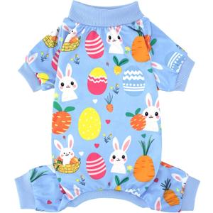 XPUDAC Easter Eggs Dog Pajamas Soft Lightweight Bunny Dog Clothes for Small Medium Dogs Pet Jumpsuit Outfit Cat Apparel-XS