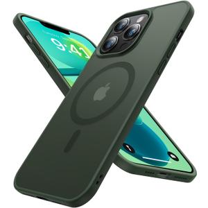 Magnetic for iPhone 13 Pro Max Case [Compatible with MagSafe][10FT Military Grade Drop Tested] Slim Translucent Matte Case for iPhone 13 Pro Max Phone Case, Deep Green(6.7")