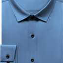 Men's Stretch Wrinkle Free Dress Shirts Formal Wedding Prom Long Sleeve Button Down Shirt (Blue, S)