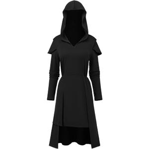 Medieval Clothing Women Renaissance Witches Costume Viking Gothic Dresses Cosplay for Halloween (Large, Black)