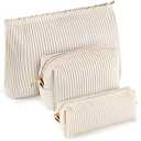 Talltalk 3 Pcs Cosmetic Makeup Bag for Women Portable Travel Toiletry Cosmetic Pouch Cute Bag Accessories Brushes Storage Organizer for Daily Use, 3 Sizes(Pu Leather,Elegant)