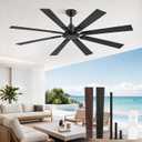 ZMISHIBO 65 Inch Outdoor Ceiling Fans No Light with Remote, Damp-Rated
Humidity-Resistant 8 Blade, 6-Speed Reversible DC Motor, Black Modern Ceiling Fan Without Light for Patio Porch Gazebo Garage
