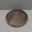 Round Decorative Wooden Serving Trays for Ottoman Coffee Table Tray Farmhouse Kitchen Home Decor Accents Circle Circular Wood Decorations Trays Rustic Dining Table Centerpiece Candle Holder Tray (12", Washedwhite)