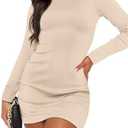 WIHOLL Women's Long Sleeve Boat Neck Mini Dress Slim Fit Party Club Bodycon Fall Winter Dresses 2025 XXL