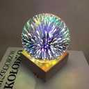 Romantic Firework 3D Glass USB Night Light, LED Colorful Table Lamp USB Powered Glass Balls Night Light for Bedroom Office