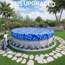 POOLHACKER2025 Upgrade 21 ft Winter Pool Cover - 21ft Round Above Ground, 4 Foot Overlap Extra Thick 420D Pool Cover with Pulley and Cable (Cerulean)