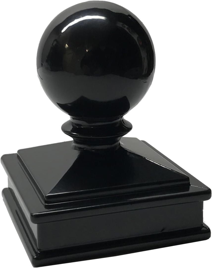 2.5" x 2.5" Aluminium Ball Top Post Cap for Metal Posts - Pressure Fit - Black