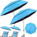 Nuanchu 2 Pcs 49" Double Canopy Beach Umbrellas with Clamp Upf50+ Beach Chair Umbrella with Clip 360 ° Adjustable Portable Outdoor Wheelchair Patio Golf Carts Camping Stroller Fishing