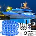 66FT Waterproof Marine LED Strip Lights with Remote, Pontoon Boat Lights App Control, 12V Interior LED Blue Strip Lights for Boat, Night Fishing Lighting for Kayaks, Jon Boats, Decks & Bass boat