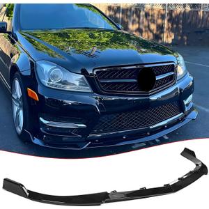 Front Bumper Lip Splitter Spoiler Compatible with Mercedes C-Class C250/ C300/ C350/ C204/ W204 2011-2014 (Sport Models Only), Gloss Black 3pcs Air Chin Body Kit Exterior Accessories
