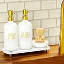 Galasily Gold Soap Dispenser Set Comes with Stainless Steel Pumps, Instant Dry Tray, and Dish Scrub Brush, Kitchen Soap Dispenser Set Suitable for Kitchen Decor and Bathroom Accessories(Gold)
