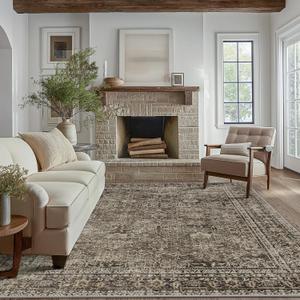 Area Rugs 9x12 for Living Room Bedroom, Vintage Machine Washable Stain Resistant Rug, Large Soft Low Pile Sage Charcoal Floor Mat with Non Slip Backing for Dining Room (Light Grayish Sage)