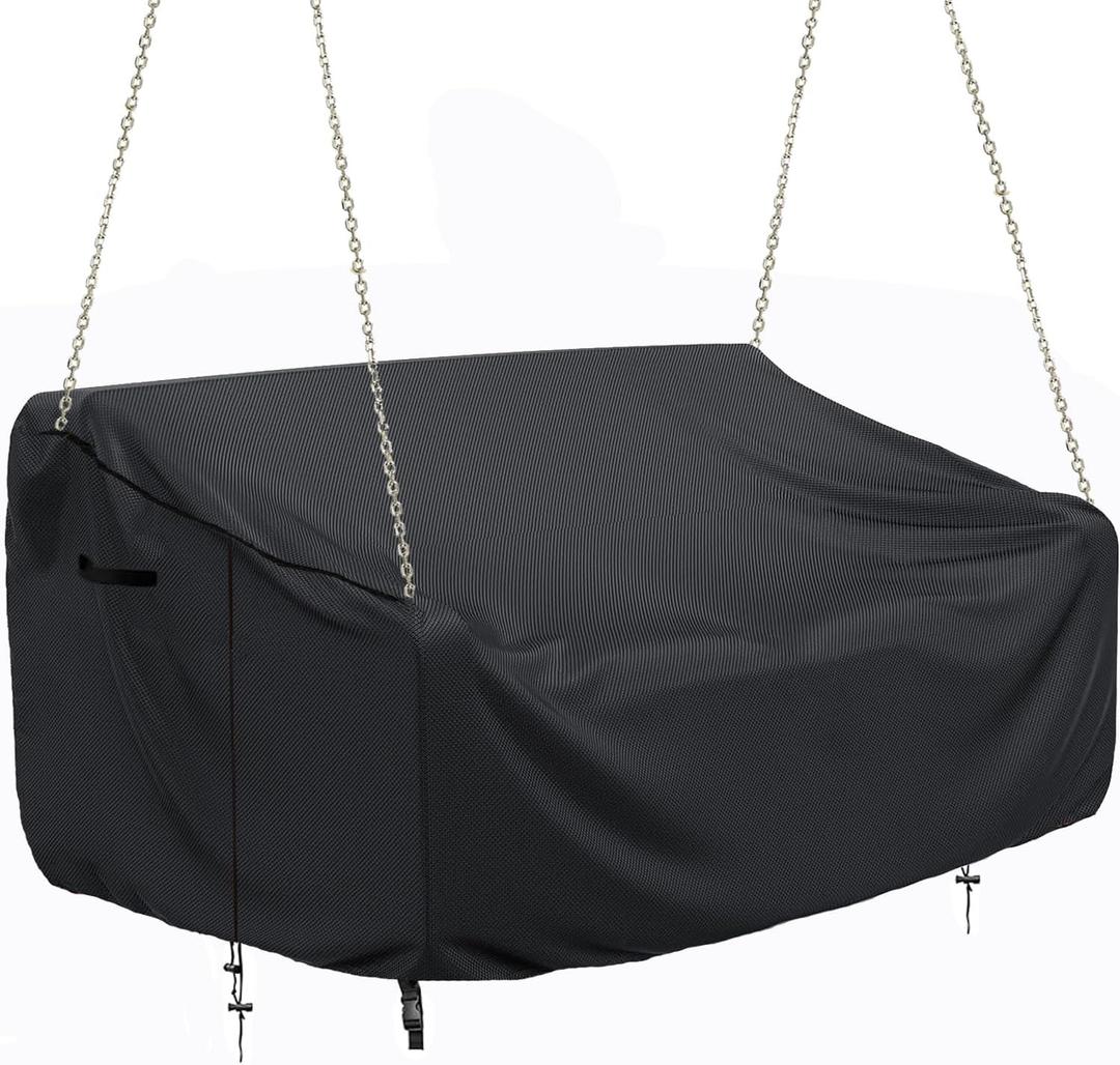 Porch Swing Cover Waterproof Outdoor Hanging Swing Cover Tear resistant All WeatherProof Patio Furniture Covers (Black, 85x45x(32-24) Inch) (56x28x(32-24) Inch)