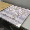 NdcSkyArt Forest Canvas Wall Art - Hand Painted Textured Abstract Tree Paintings with Gold Foil for Modern Dcor