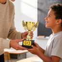1st Place Gold Plastic Trophy with Detachable Sticker - Winged Design Award for Sports Competitions, Tournaments, Party Prizes & School Events