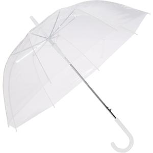Amazon Basics Clear Umbrella for Rain, Round Bubble Umbrella for Wedding, With Wide Coverage (35" Canopy Diameter), Auto Open, Strong Fiberglass Frame, Steel Shaft, Spoke Protectors for Safety, 34.5 inch