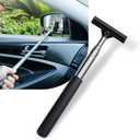 Tesnaao 6 PC Car Rearview Mirror Wiper, 8.66"-38.58" Telescopic Stainless Steel Frosted Handle Layered Rubber Brush Head Car Window Glass Defogger Wiper, Portable Cleaning Accessories (Black)