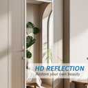 DMWOODFL 48"x14" Over-The-Door Full Length Mirror - No Drill Hanging with Metal Hooks, Shatterproof Glass & Aluminum Frame for Bathroom, Bedroom, Entryway DecorSilver White