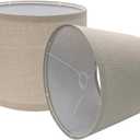 Uno Lamp Shades Set of 2, Drum Lamp shade 9" Top x 10" Bottom x 7.5" High, Barrel Small replacement Lampshade (Uno Fitter), Fabric Linen Lampshades table lamp shades, Assembly Required,2 Pack