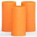 CANDWAX Large Pillar Candles 3x6 Inch  Set of 3 Unscented Dripless Orange Candles, Long Burning for Home Interior, Weddings, Home Decor