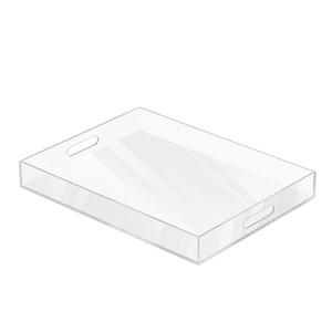 MAONAME Acrylic Serving Tray with Handles, 16"X12" Rectangular Clear Tray, Ottoman Decorative Trays, Coffee Table Trays for Countertop, Living Room, Office