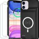 Battery Case for iPhone 11, Upgraded 10000mAh Portable Protective Charging Case with Wireless Charging Compatible with iPhone 11 (6.1 inch) Rechargeable Battery Pack Charger Cover with Carplay (Black)