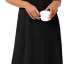 Rooscier Women's Short Sleeve Sleepshirt Button Nightshirt Full Length Sleepwear with Pockets (Black)