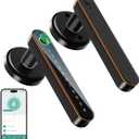 IRONZON Fingerprint Door Lock with Handle Smart Door Lock with Keypad for Home Hotel Office Apartment Bedroom (ORB)