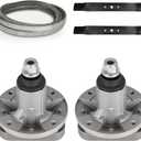 42 Inch Deck Rebuild Kit Replace for John Deere L100 L105 L107 L108 L110 L111 L118, with 2 Spindles GY20050 GY20785, 2 Blades GX20433 GX20249 GY20567 M128485, 1 Belt GX20072 GY20570 with 104 1/2 Inch