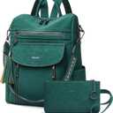 Shrrie Backpack Purse for Women Fashion Leather Backpack Purse Designer Travel Backpack Convertible Shoulder Bag with Wristlet, Vintage Dark Green