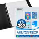 Dunwell 3.5x5 Photo Sleeves for 3-Ring Binder (3.5x5 Size Only), 25 Pack Album Refill Pages for 200 Pictures, Acid-Free Top-Loading, 8 Per Sheet, Holds Seed Packets & 3x5 Index Cards