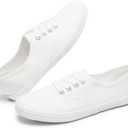 TUOPIN Womens White Canvas Sneakers Low Top Lace-up Canvas Shoes Lightweight Casual Tennis Shoes (9)