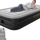 Twin Air Mattress with Built in Pump,Inflatable Mattress 2 Mins Self-Inflation/Deflation,Thicker Blow up Mattress Leak-Proof,Flocked Top Air Bed with Storage Bag for Home, Camping & Guests (Grey)