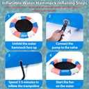 Inflatable Water Trampoline for Lake, 8FT Floating Lake Trampoline for Adults, Heavy Duty Water Swim Platform for Lake Ocean with Ladder & Ropes (No Pump)
