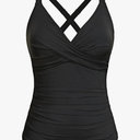 Women Underwire Tankini Top Only - Twist Front V Neck Bathing Suit Swim Top Tummy Control Cross Swimsuit 2026, Size M
