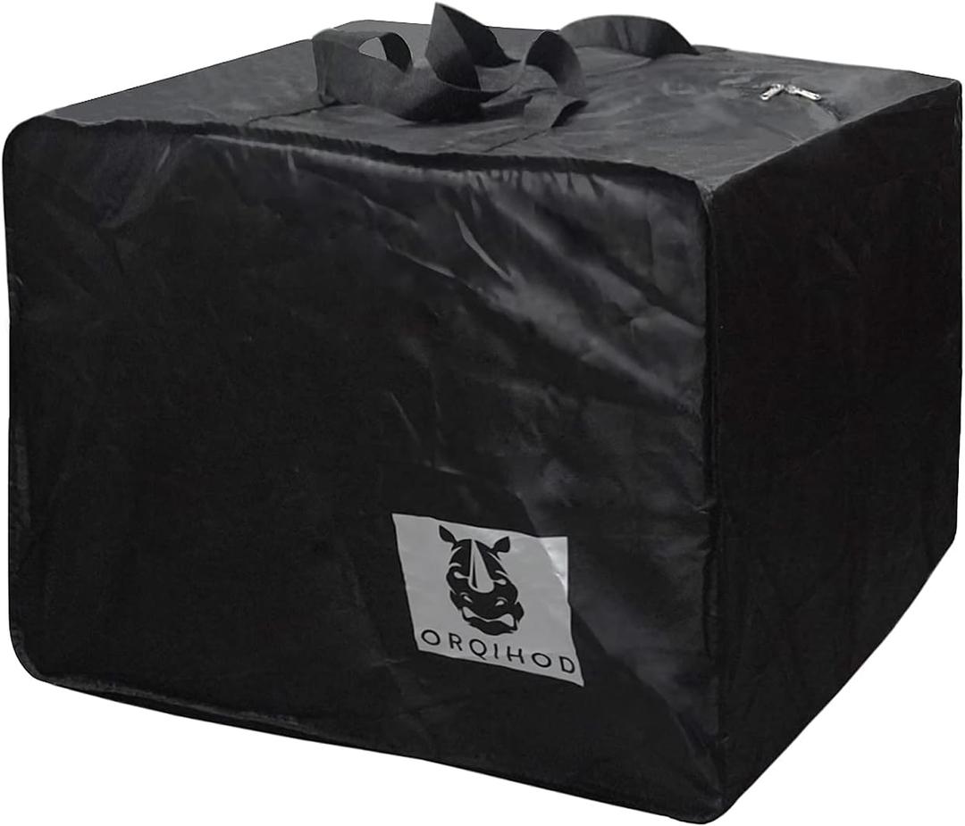 Large Patio Furniture Seat Cushions Storage Bag 420D Heavy Duty Waterproof Outdoor Cushion Cover Carrying Bag Square with Zipper, 32 x32 x 24 in, Black