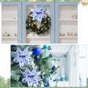 2 x HunnmingRe 10 Pcs Chinoiserie Christmas Poinsettia 10.24 Inch Blue and White Christmas Chinoiserie Ornaments Decoration Artificial Poinsettia Floral Picks Large Chinese Flower Stem for Xmas Tree Decor