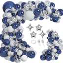 151pcs Navy Blue Silver Balloons Garland Arch Kit for Graduation Class of 2024 Prom Eve Birthday Wedding Retirement Party New Years Decorations