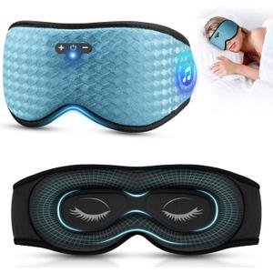 3D Sleep Mask with Bluetooth Headphones, Sleeping Headphones for Side Sleepers, Zero Eye Pressure, Adjustable Sleep Eye Mask, Ultra-Thin Stereo Speakers Perfect for Sleeping-Peacock Blue