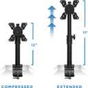 Mount-It! Single Monitor Desk Mount - Vertical Monitor Stand with Height Adjustable Telescoping Pole - Fits 1934 Inch VESA Monitors - Tilt & Swivel - Heavy-Duty Desk Clamp