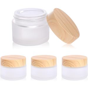 30 Gram/ml Glass Cosmetic Containers with lidsRound Frosted Glass Jars with Leakproof lids,Small Empty Glass Sample Jars for Makeup Lip Scrub Balm Lotions Sample Eye Creams DIY (4 PACK 30ML)
