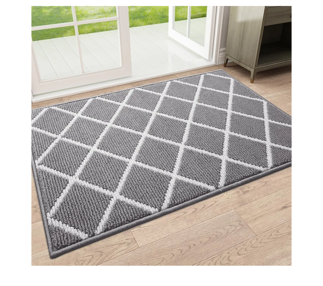 Finchitty Indoor Door Mat, Dirt Resistant and Absorbent, Low-Profile, Non-Slip, Washable Inside Floor Mats for Front Door, Back, and Entrance, 32" x 20", Grey